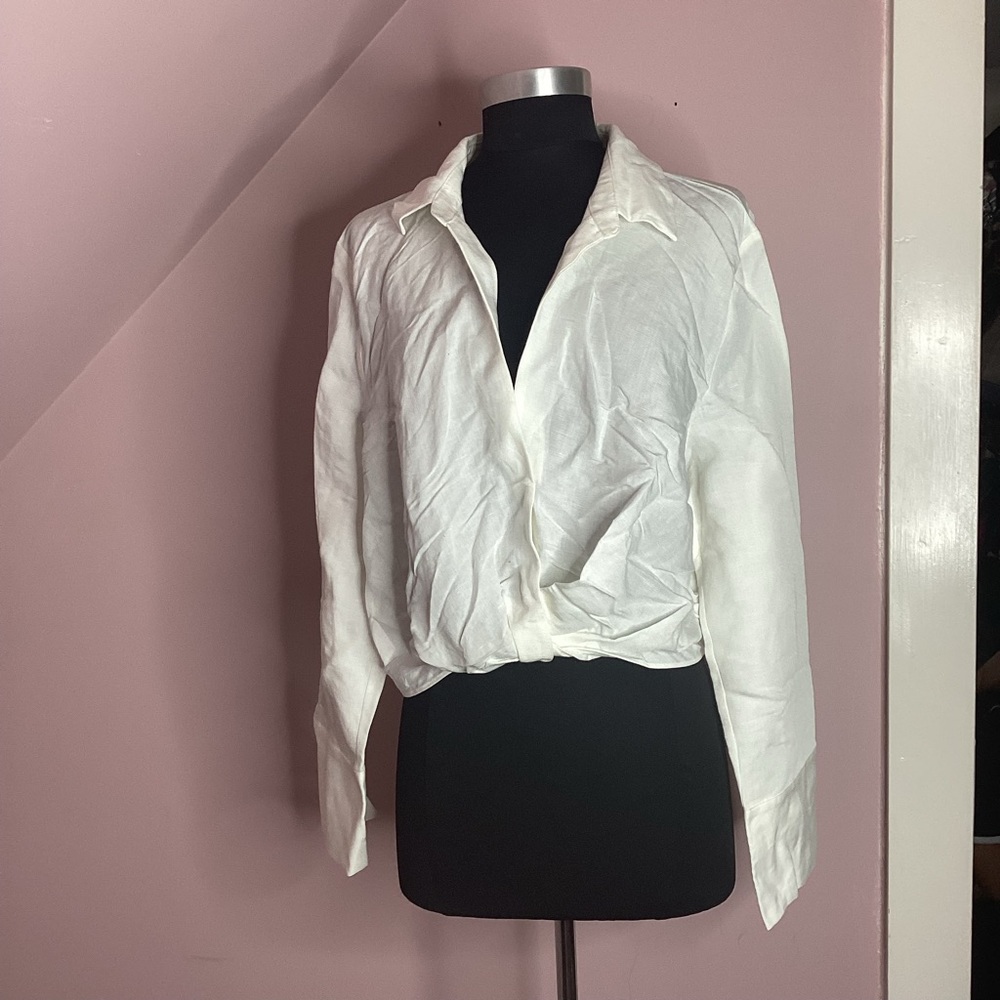 Zara White Oversized Boxy Button Down Shirt